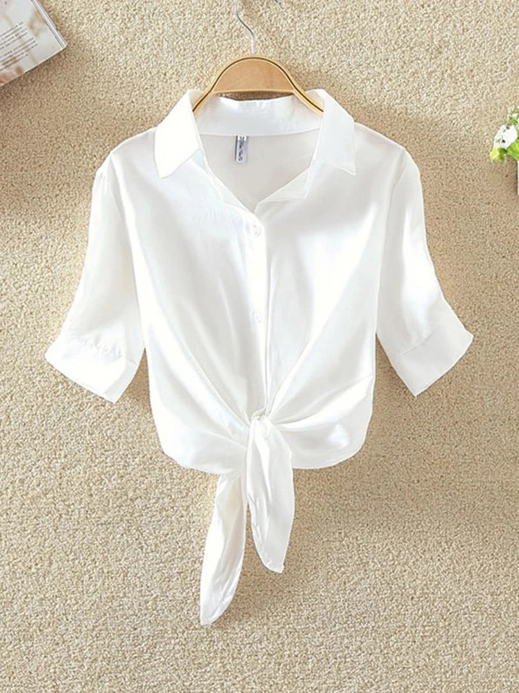 Camisa chiffon de manga curta