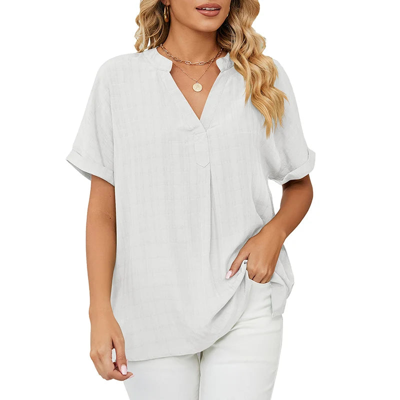 Camiseta com decote em v manga curta