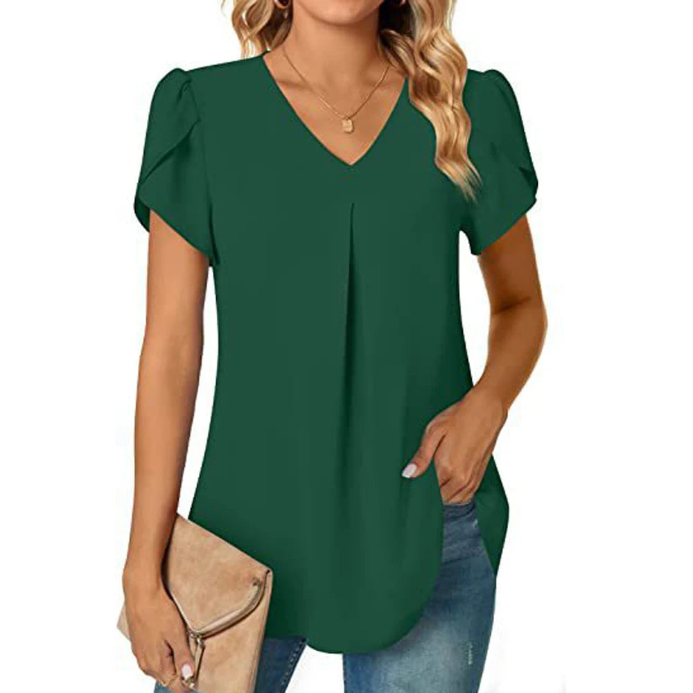 Blusa Sexy decote em v manga curta verão