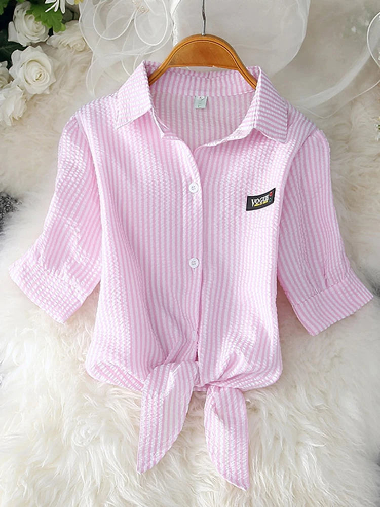 Camisa chiffon de manga curta