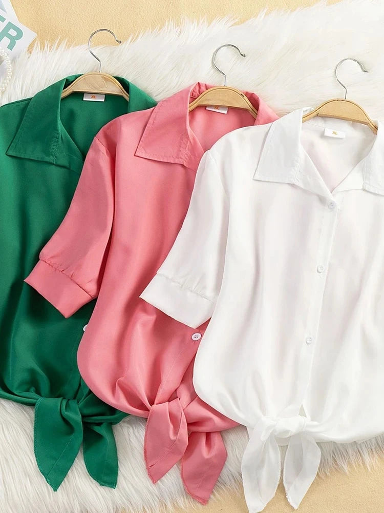 Camisa chiffon de manga curta