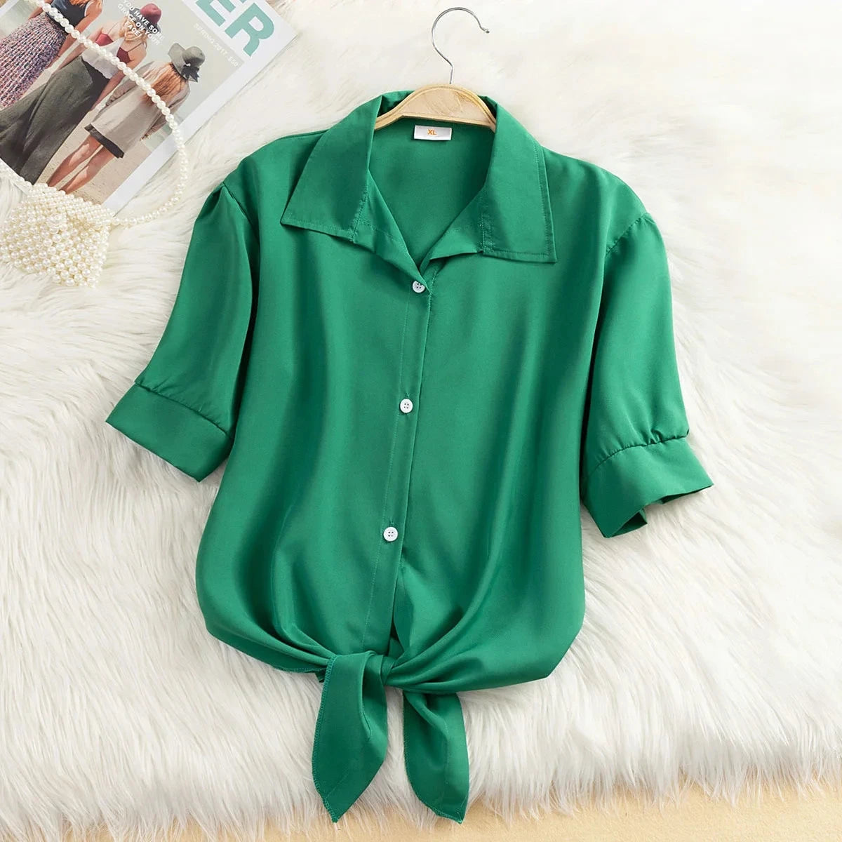 Camisa chiffon de manga curta