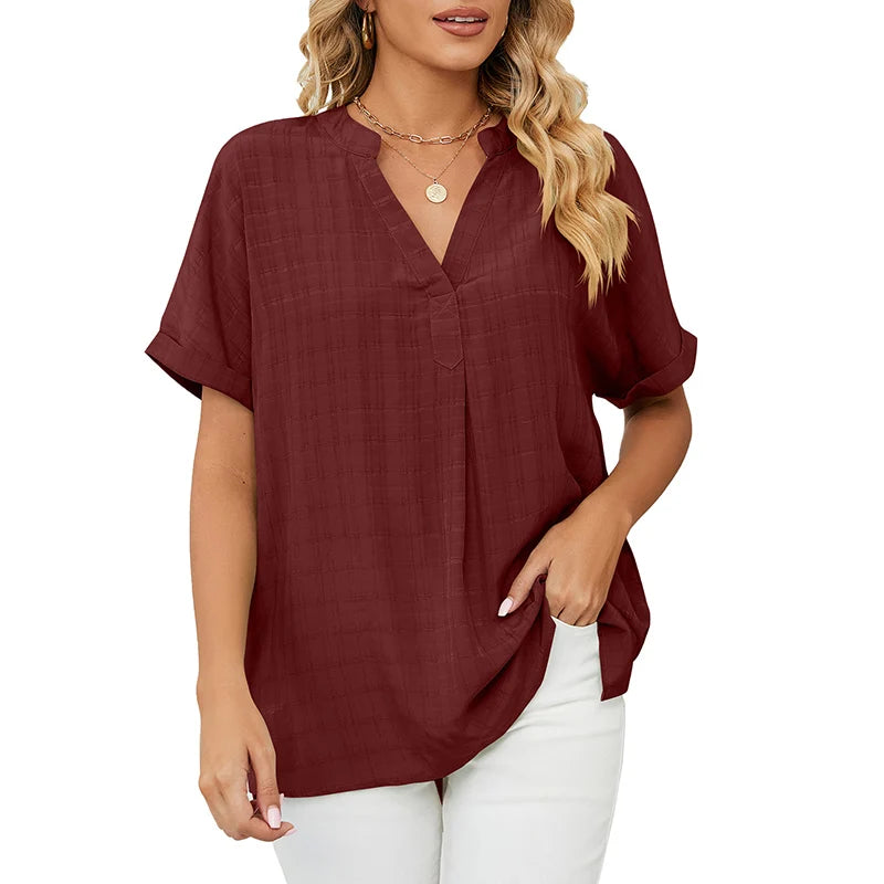 Camiseta com decote em v manga curta