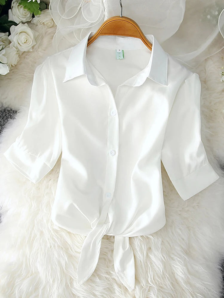 Camisa chiffon de manga curta