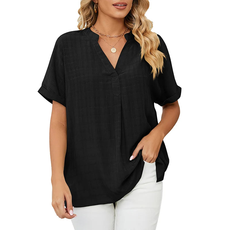 Camiseta com decote em v manga curta
