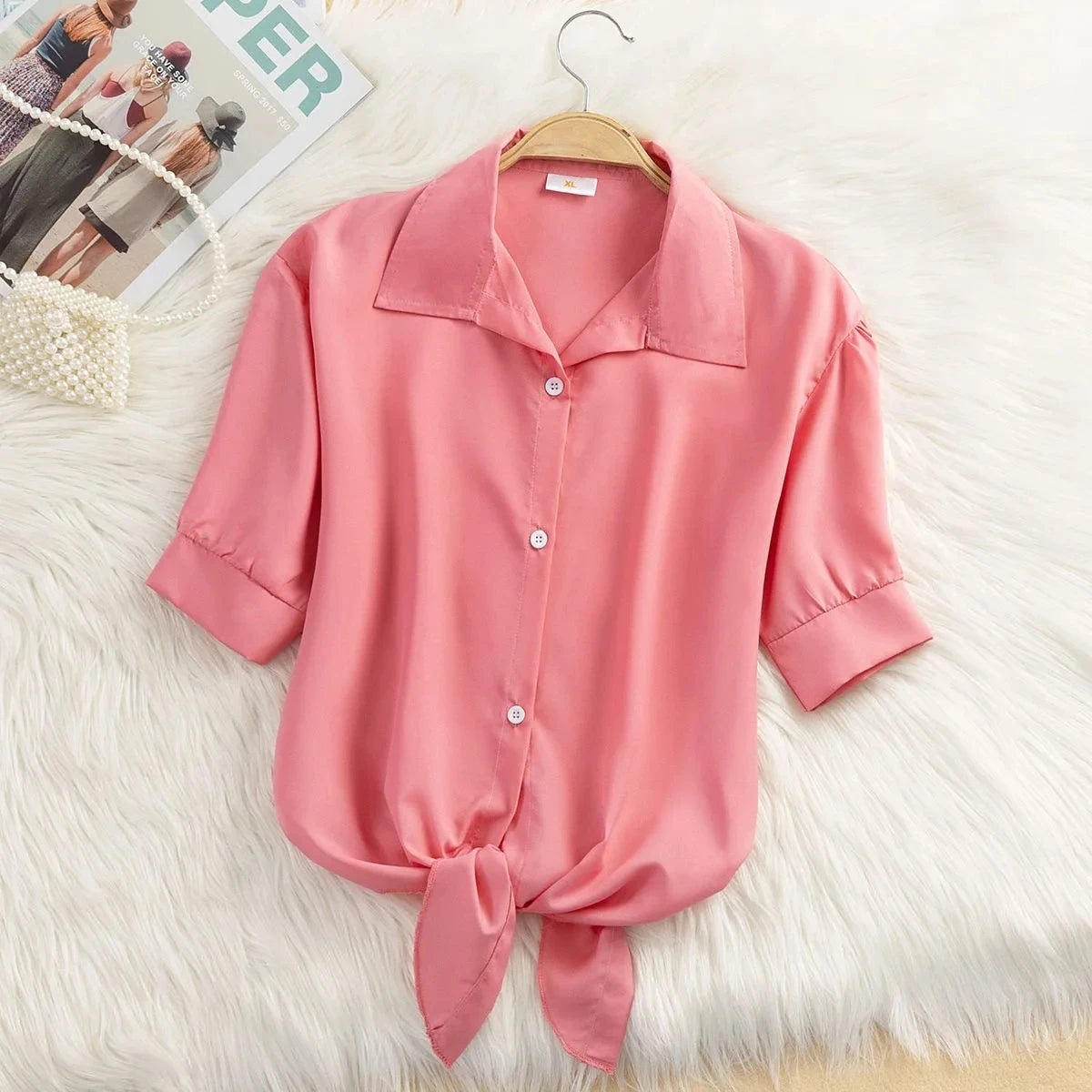 Camisa chiffon de manga curta