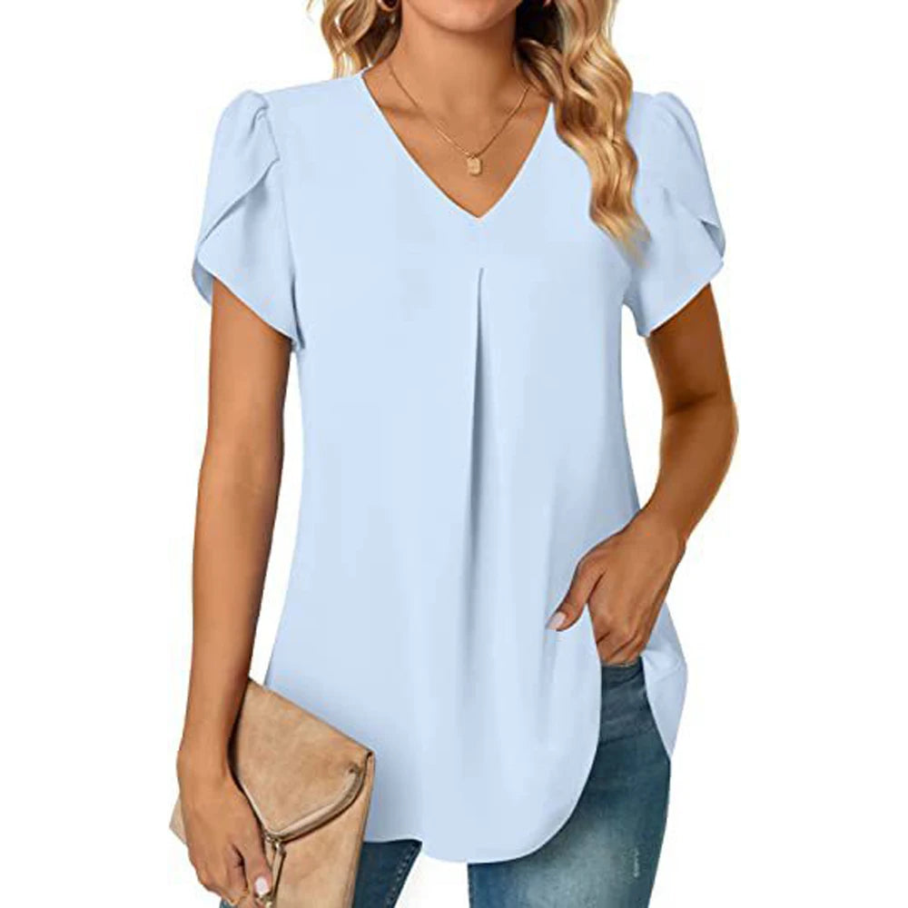 Blusa Sexy decote em v manga curta verão