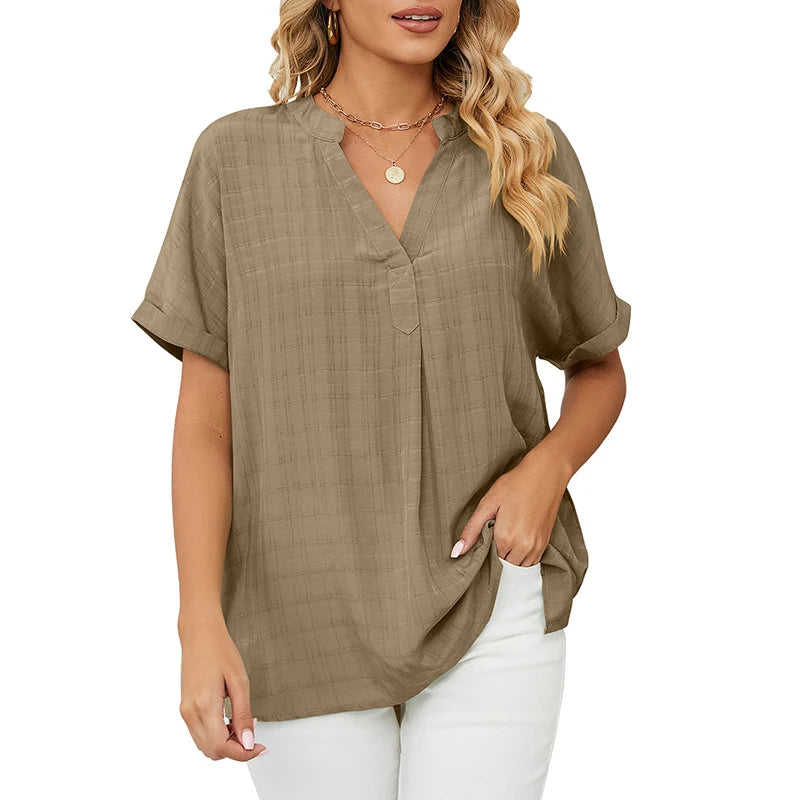 Camiseta com decote em v manga curta