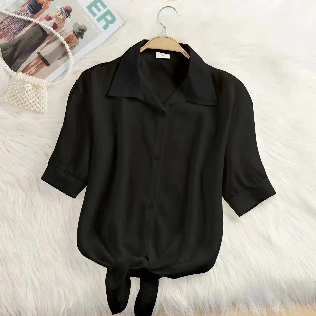Camisa chiffon de manga curta