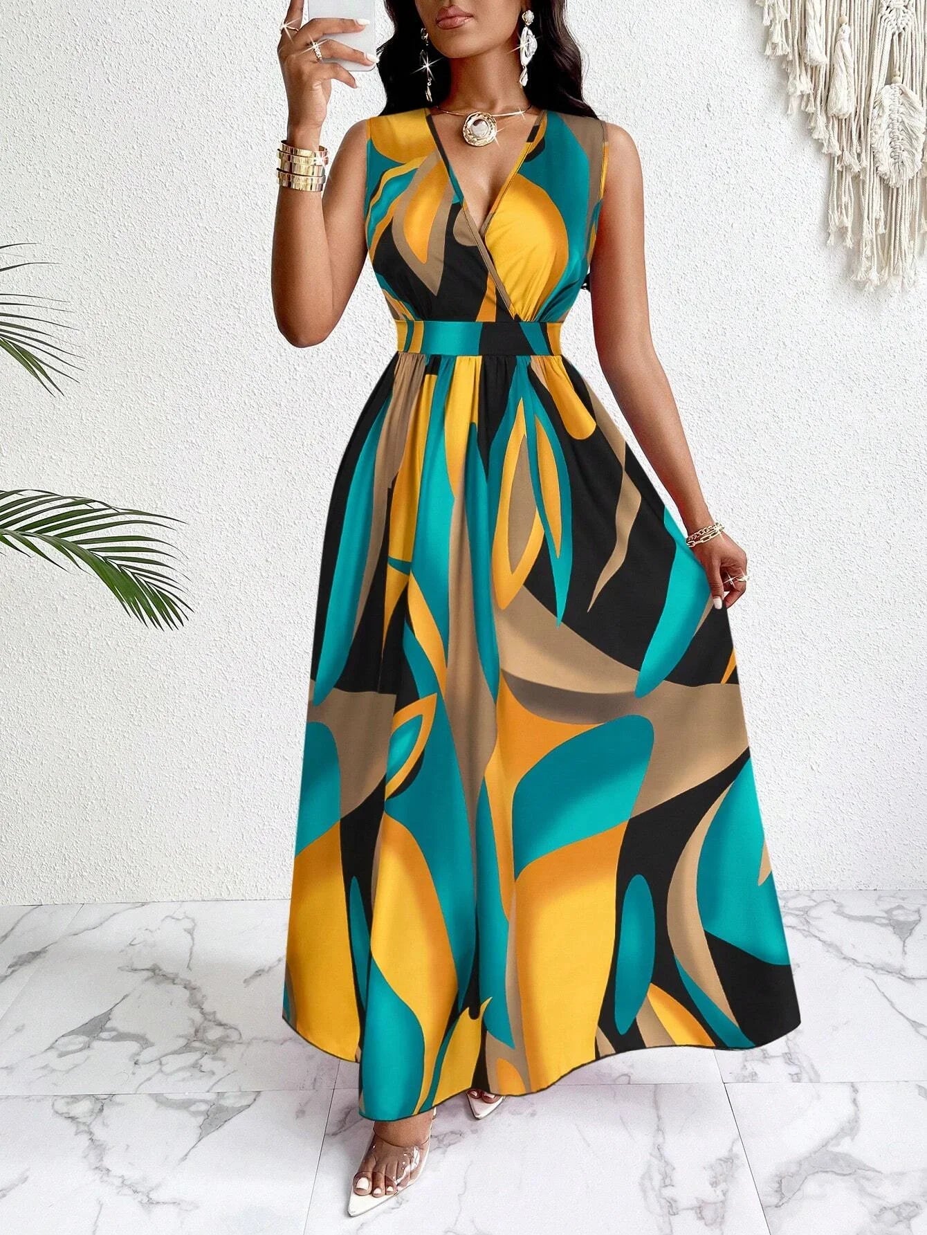 Vestido Aurora – vibrante e encantador, perfeito para manhãs de primavera.