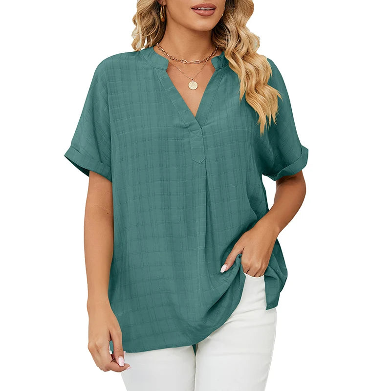Camiseta com decote em v manga curta