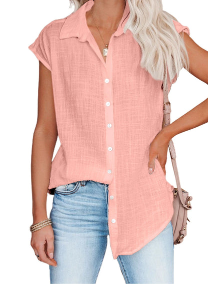 Blusa de linho  casual manga curta