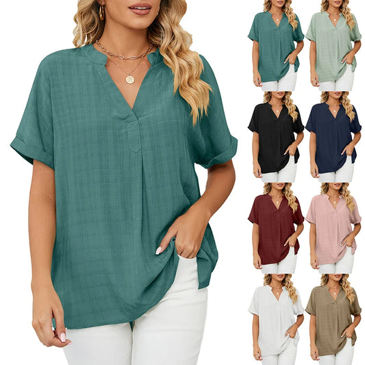 Camiseta com decote em v manga curta