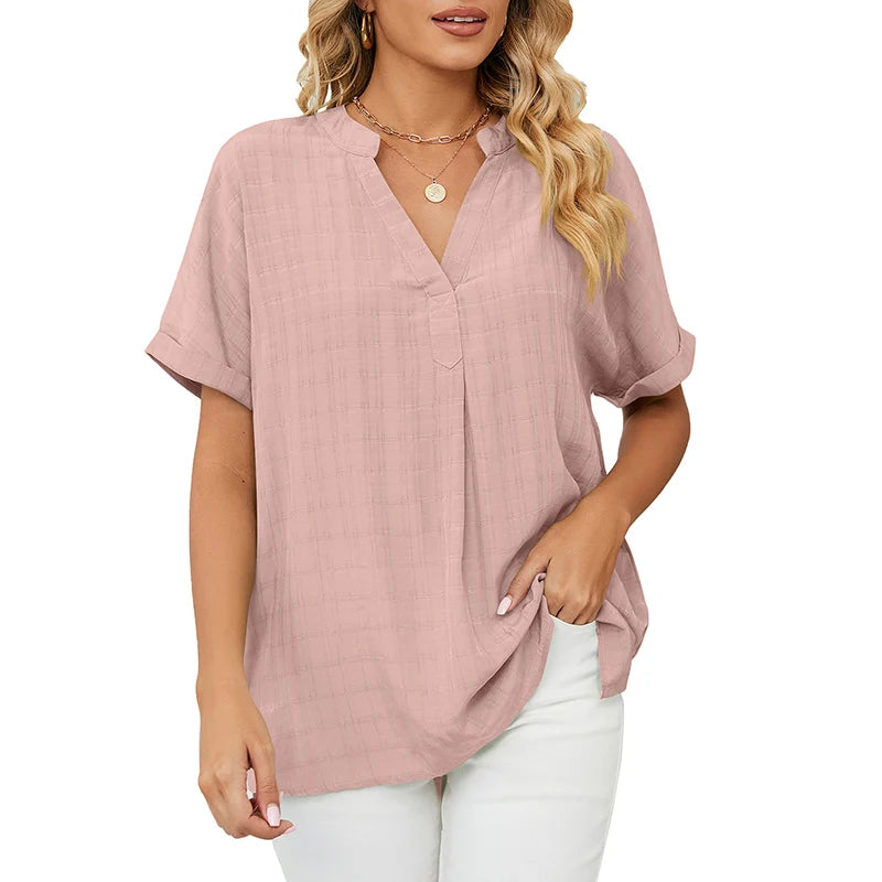 Camiseta com decote em v manga curta