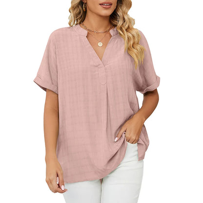 Camiseta com decote em v manga curta