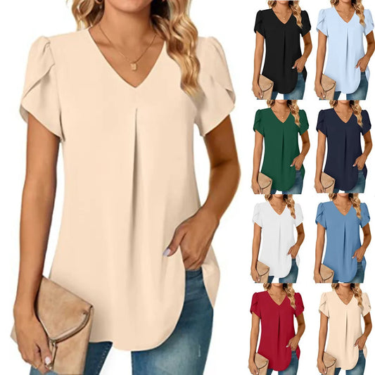 Blusa Sexy decote em v manga curta verão