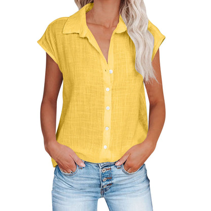 Blusa de linho  casual manga curta
