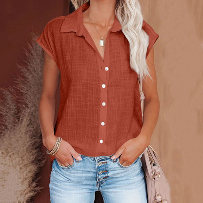 Blusa de linho  casual manga curta