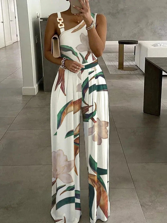 Macacão estampado floral ,verão elegante fora do ombro sem mangas