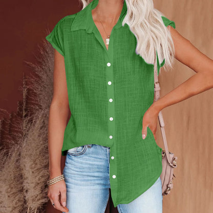 Blusa de linho  casual manga curta
