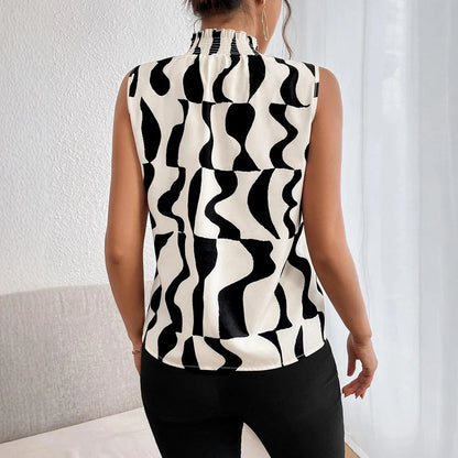 Blusa Gola Alta Verão Casual  Sem Mangas