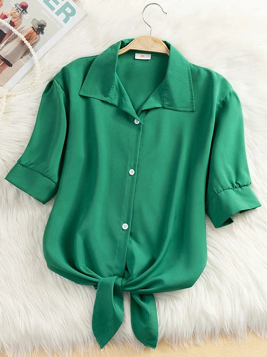 Camisa chiffon  de manga curta