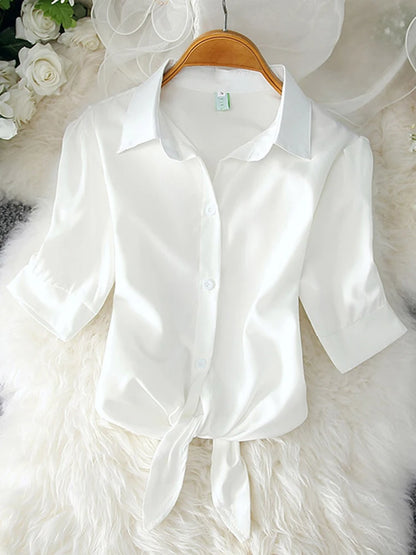 Camisa chiffon  de manga curta