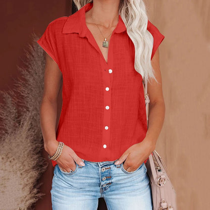 Blusa de linho  casual manga curta