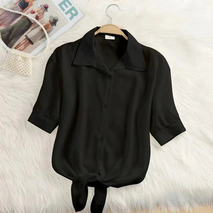 Camisa chiffon  de manga curta