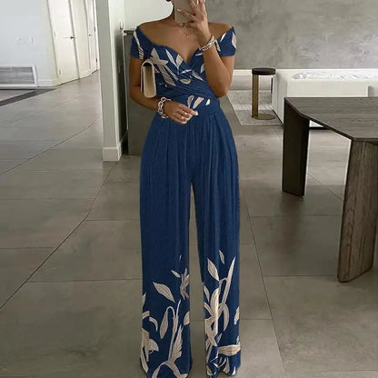 Macacão estampado floral ,verão elegante fora do ombro sem mangas